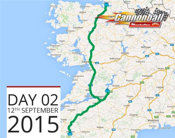 Cannonball 2015 day 2 route map