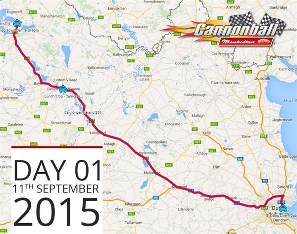 Cannonball 2015 day 1 route map