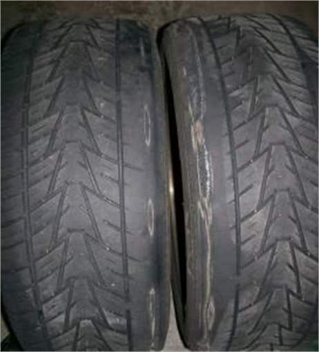 worn tyres due to worn wishbone bushes