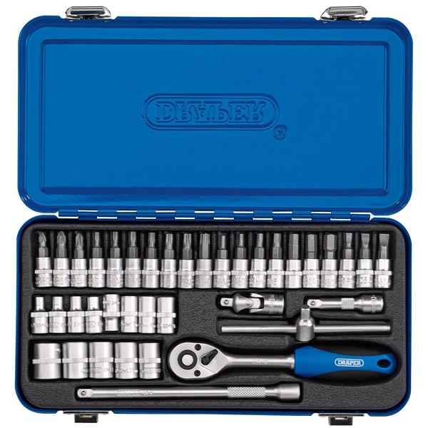 Draper 16366 1 4 Inch Sq. Dr. Metric Socket Set In Metal Case (38 Piece
