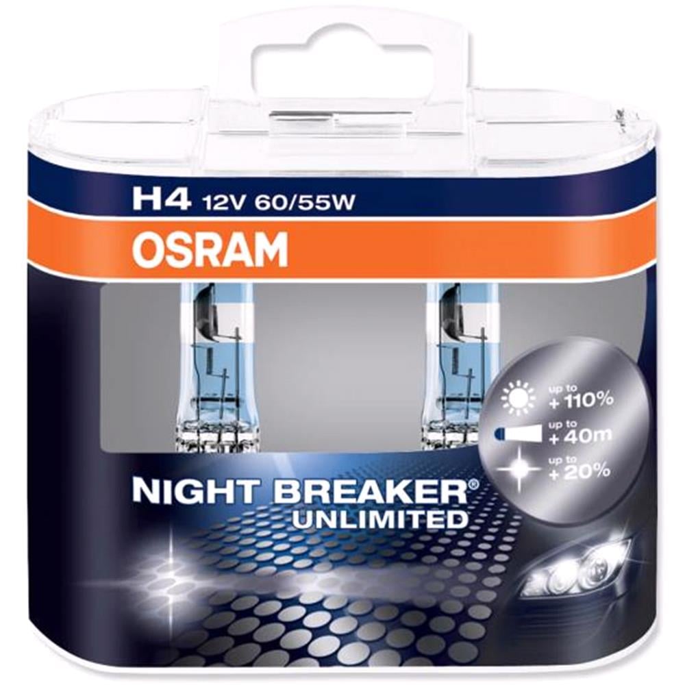 Osram Night Breaker Unlimited H4 Bulb - Twin Pack For | MicksGarage