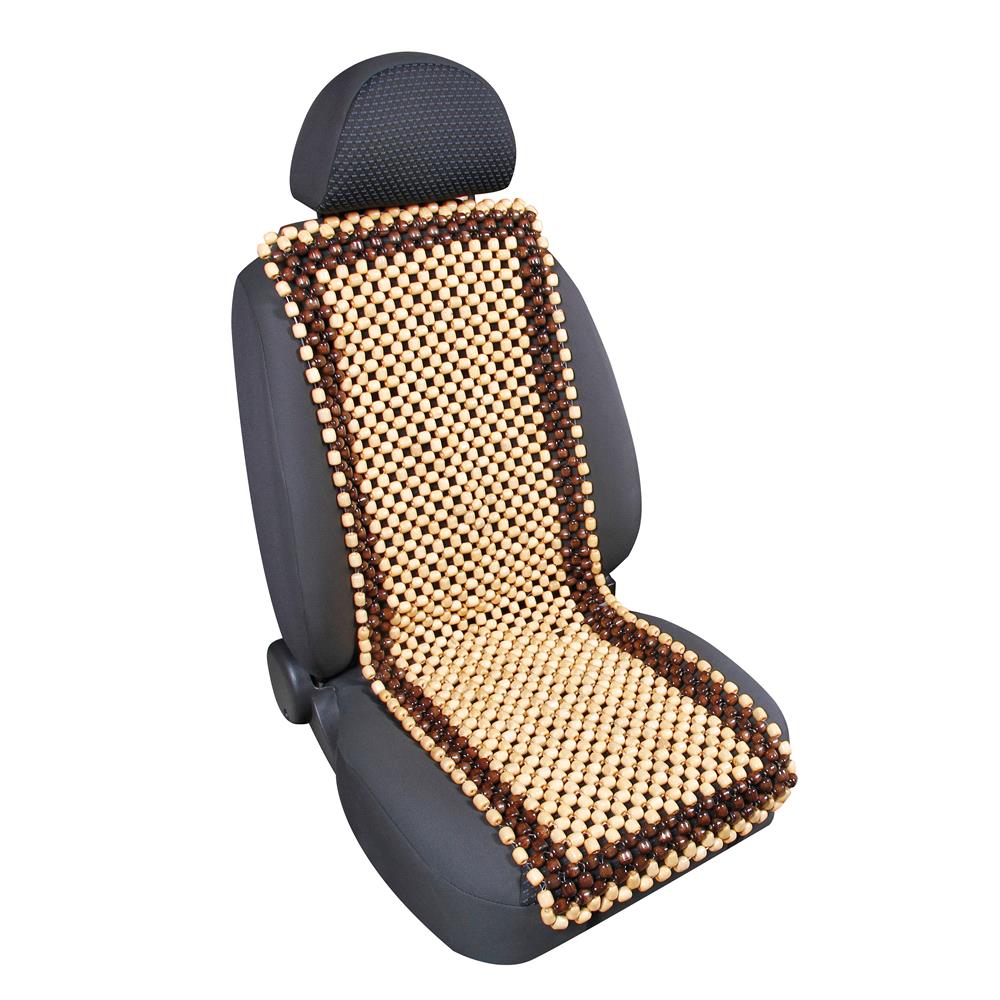 Wooden Bead Car Seat Cushion For Back Support Natural Brown For