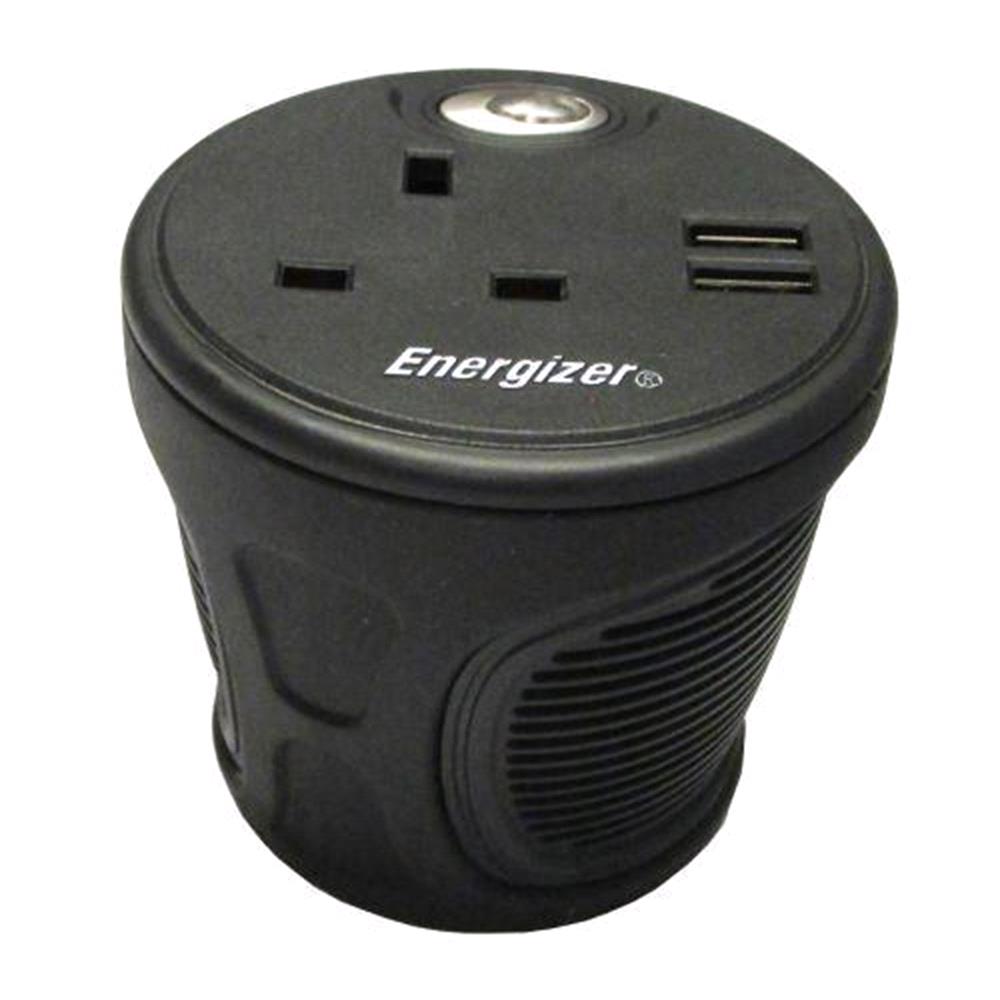 Energizer Cup Holder Inverter With 2 Usb Ports 12v To 230v 120w For MicksGarage