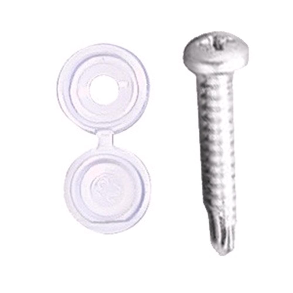 Pearl Number Plate Drill Screws & Caps White Pack Of 20 For
